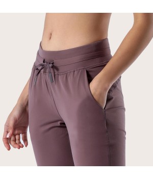 Women's High-Waisted Loose-Fit Straight Leg Drawstring Jogger Trousers with Waist Logo