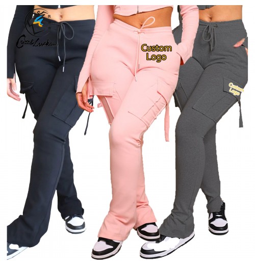 Custom Logo Winter Casual Streetwear Women Cargo Pants Women Clothing Multi Pockets Joggers Legging Women's Pants & Trousers