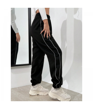 New Arrival Stylish Double custom casual sport baggy stacked pants trousers elastic waistband wide leg womens track pants