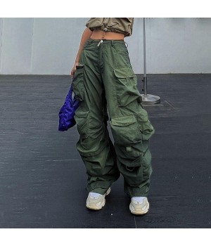 2025 Newest Streetwear Fall Winter Fashion Vintage Unique Casual Baggy Pocket Loose Straight Cargo Women's Pants & Trousers