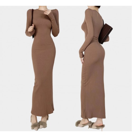 Wholesale Women'S Dresses Clothing Fall Long Sleeve Dresses Women Lady Elegant Body Fit Maxi Casual Dress