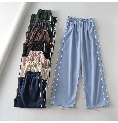 high waist casual loose wide leg pants elastic women's pants & trousers spring 2023 women clothing