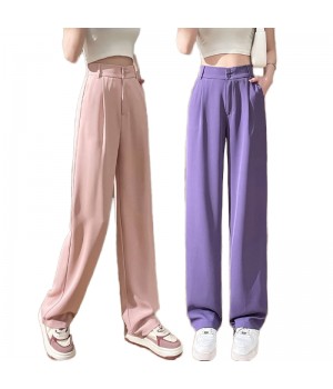 Women's Wide Leg Pants High Elastic Waisted In The Back Business Work Trousers Long Straight Suit Pants Straight Pants